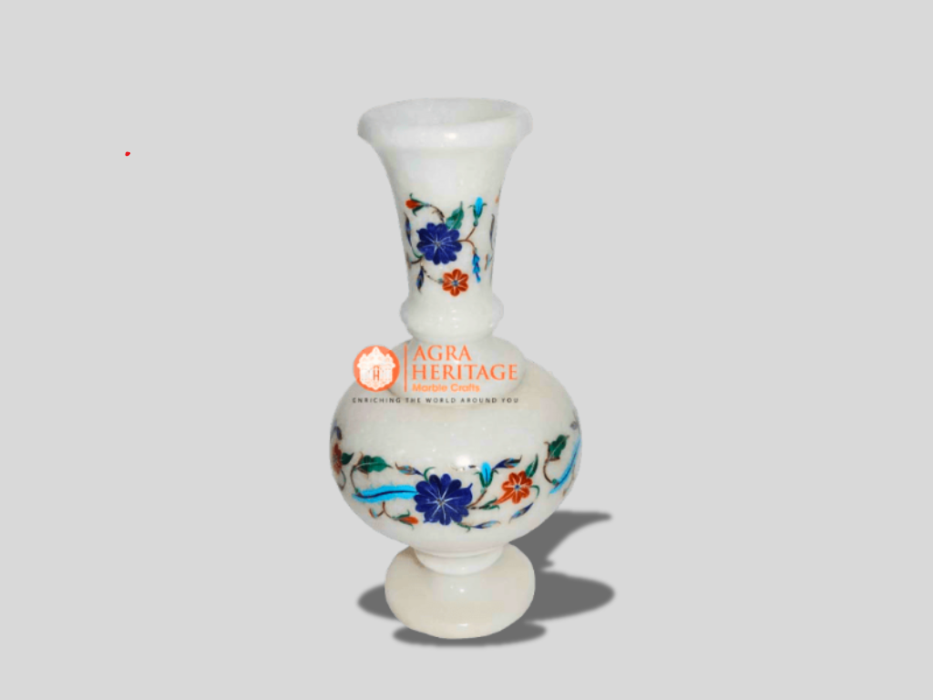 Decorative Marble Multi Inlay Stone Handicraft Vase Decor